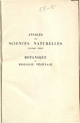 Annales Des Sciences Naturelles Botanique Et Biologie V G Tale... Reader